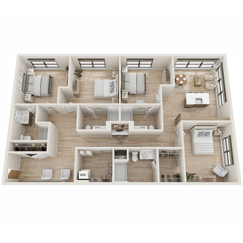 Floor plan for studio, 1 bath, 443 sqft